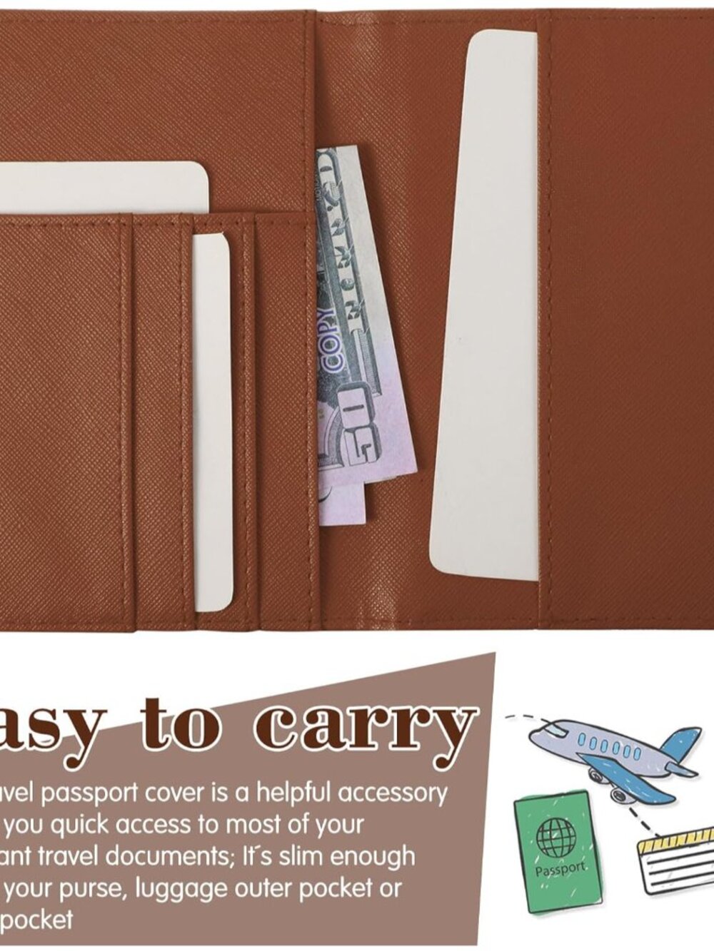 2 Pcs Passport Cover Holder for Travel Waterproof Leather Passport Wallet Case B - Picture 4 of 6